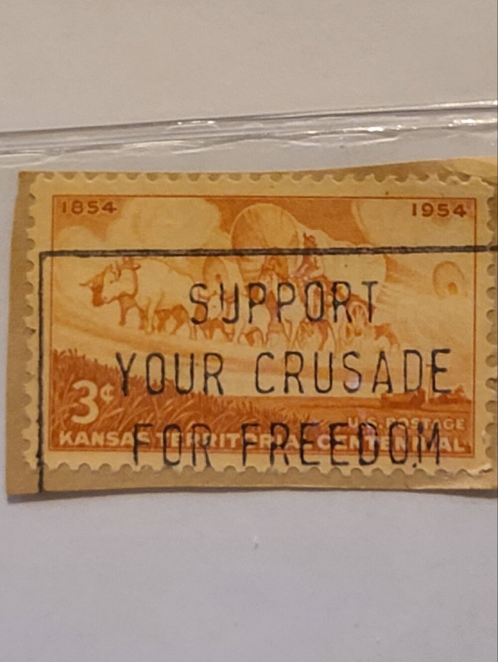 Vintage 1954 Kansas Territory Stamp Collectible